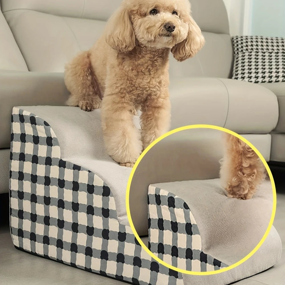 Foam Pet Stairs 2/3 Step – Non-Slip Dog & Cat Steps for Sofa & Bed, Ideal for Small & Senior Pets