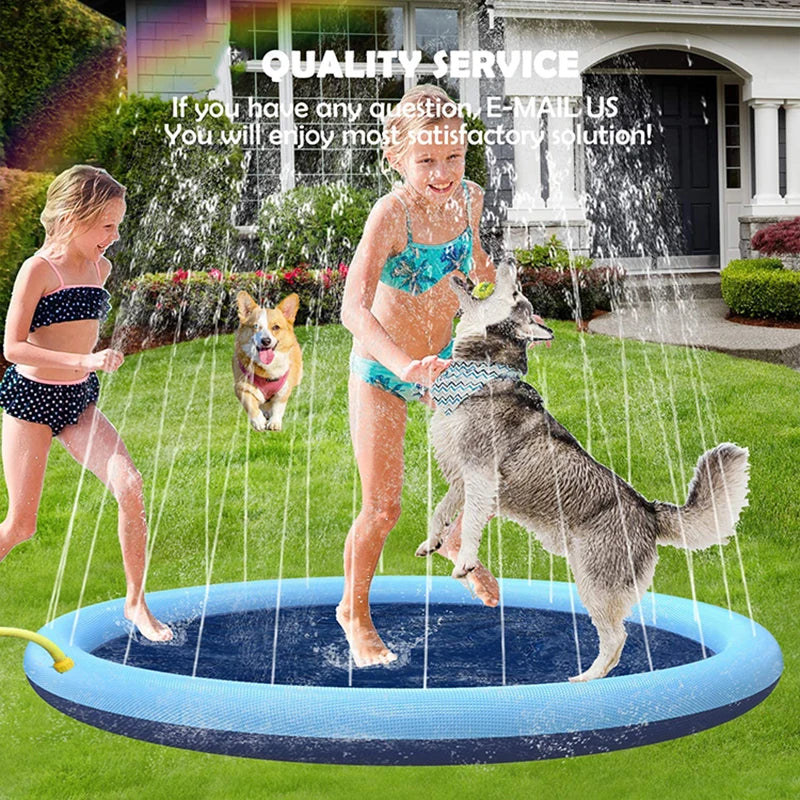Dog Water Play Mat – PVC Splash Pad for Outdoor Summer Cooling Fun