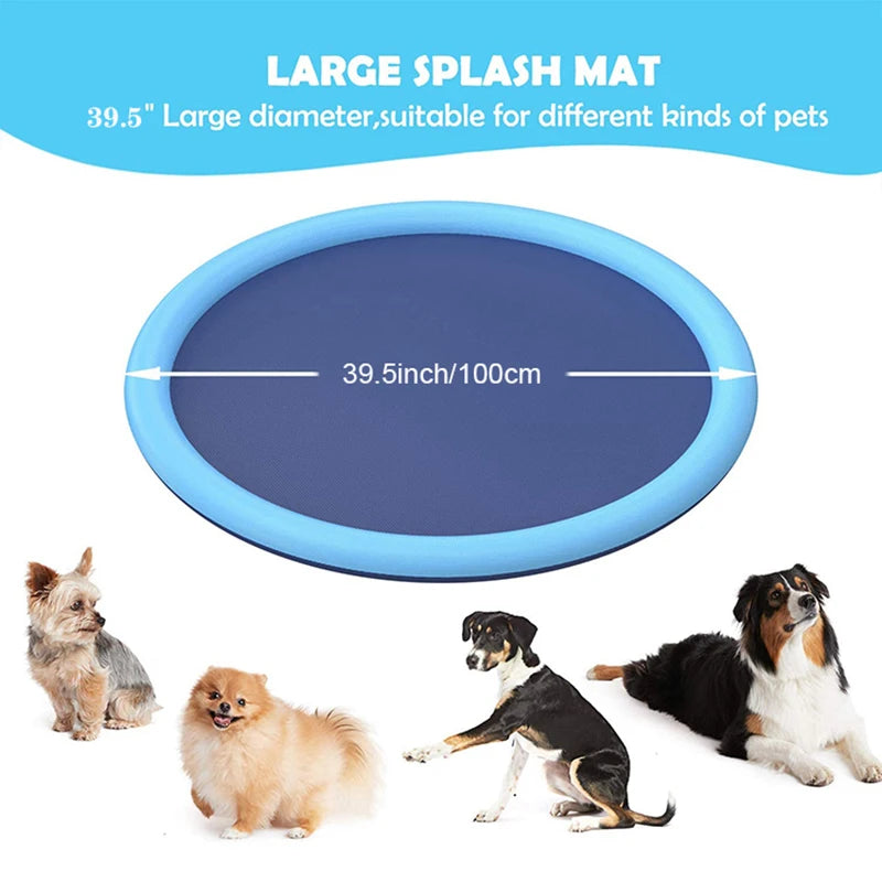 Dog Water Play Mat – PVC Splash Pad for Outdoor Summer Cooling Fun