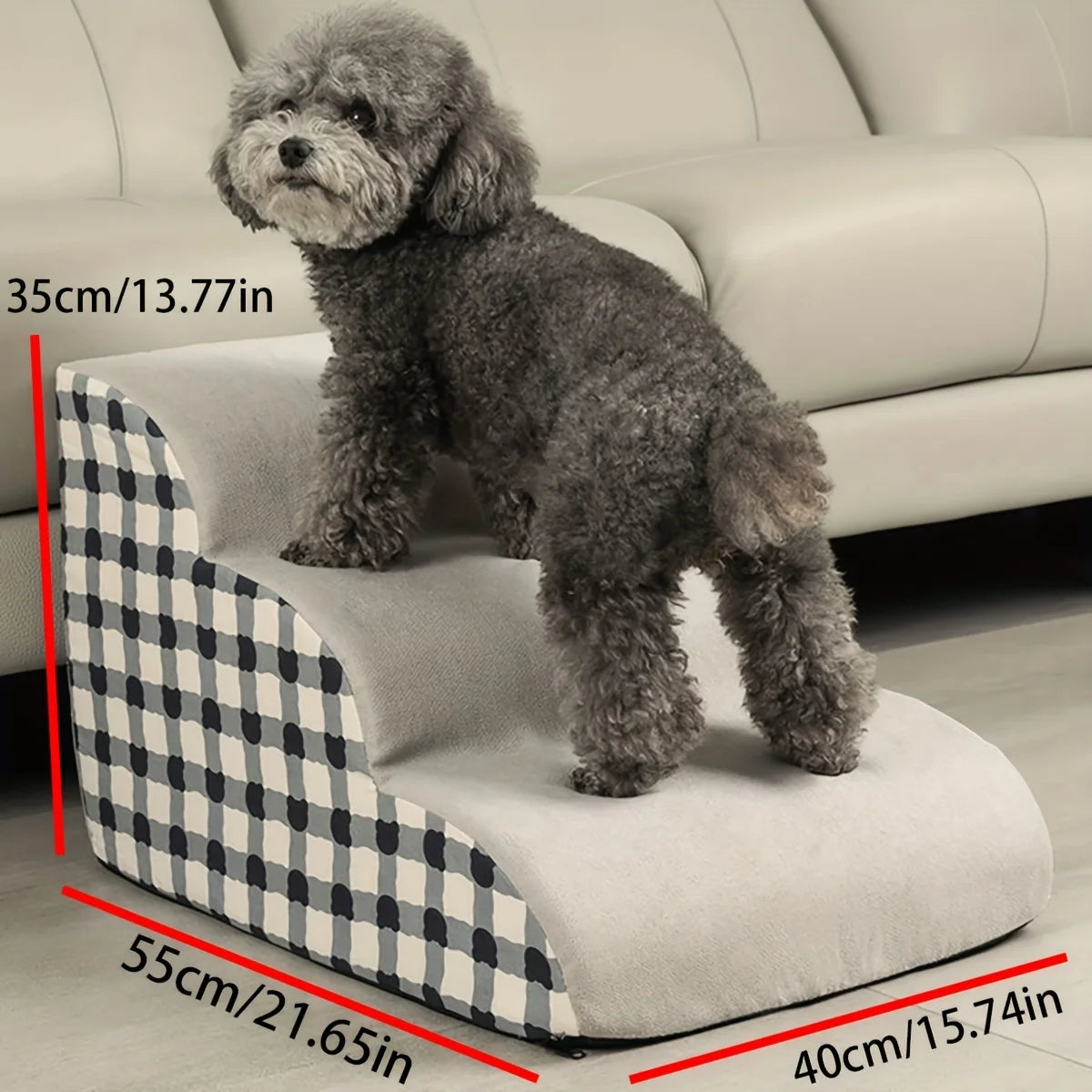 Foam Pet Stairs 2/3 Step – Non-Slip Dog & Cat Steps for Sofa & Bed, Ideal for Small & Senior Pets