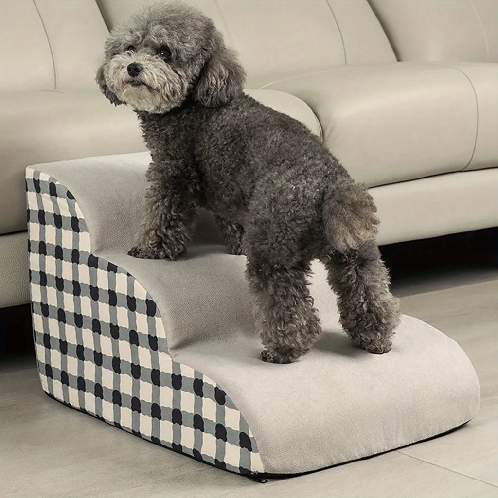 Foam Pet Stairs 2/3 Step – Non-Slip Dog & Cat Steps for Sofa & Bed, Ideal for Small & Senior Pets